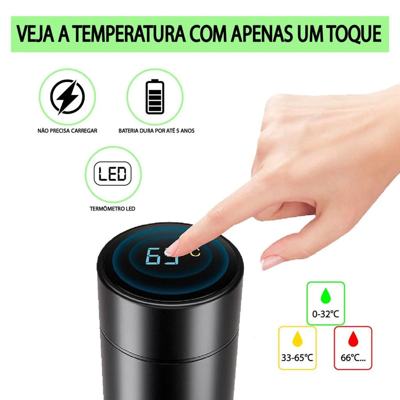 Garrafa Térmica Inteligente Com Sensor de Temperatura Digital Led