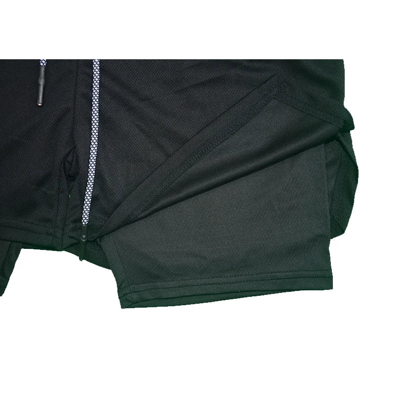 Men's Double Layer Fitness Shorts Drawstring Mesh Lining Elastic Waist Breathable Quick Dry to Beach Pool Summer Male