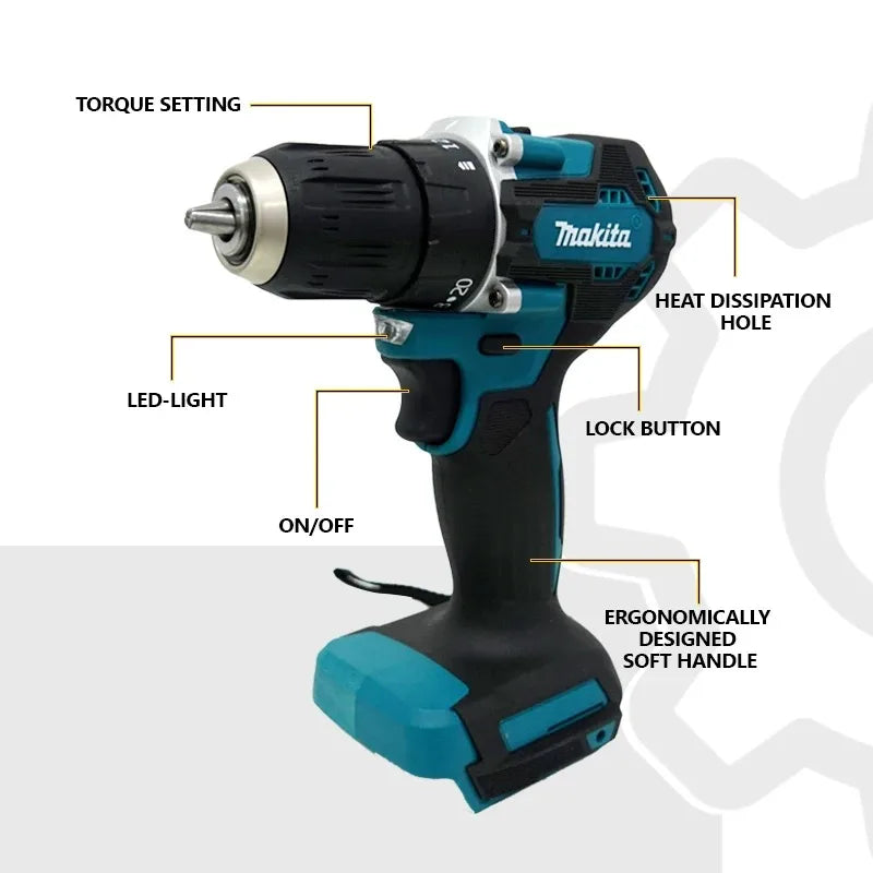 Makita DDF487 Driver Drill 18V LXT Motor Brushless Compacto Grande Torque Bateria de Lítio Parafusadeira Elétrica