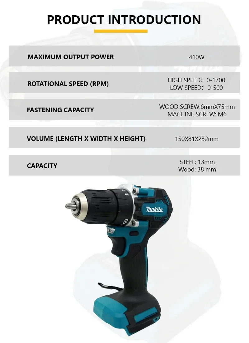 Makita DDF487 Driver Drill 18V LXT Motor Brushless Compacto Grande Torque Bateria de Lítio Parafusadeira Elétrica